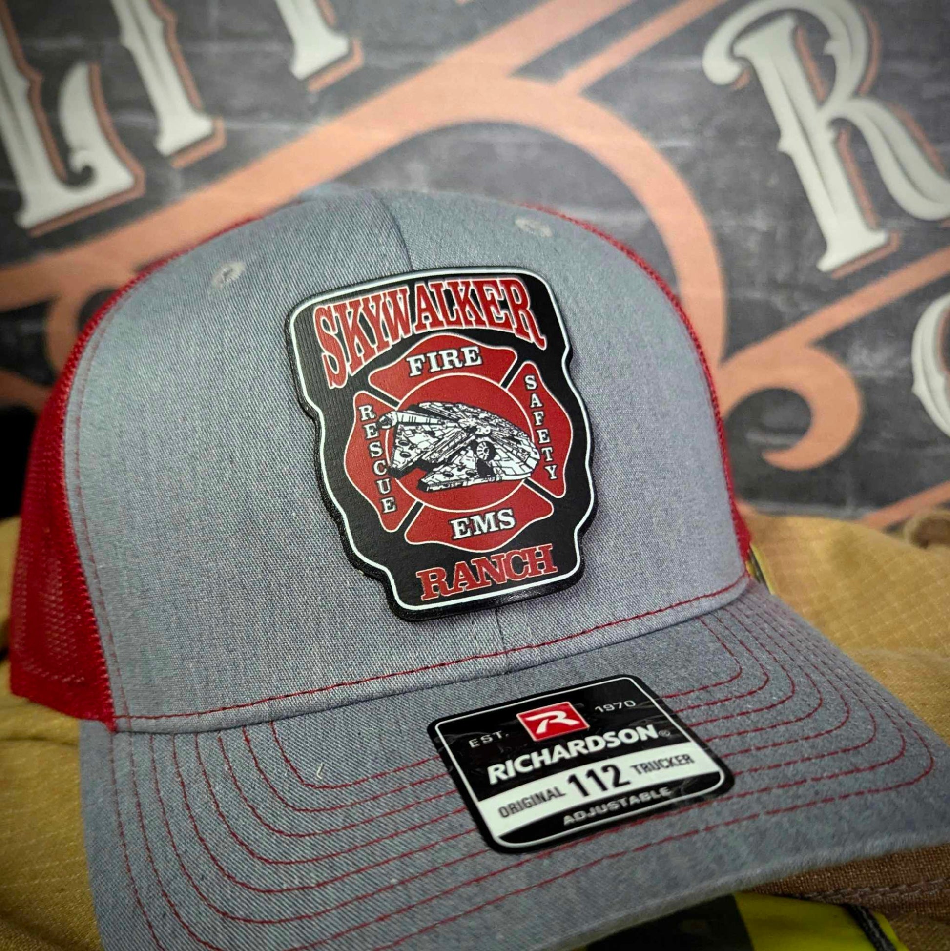 Custom fire department hat for firefighters, EMTs, and first responders