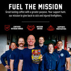 Fire Department Coffee team holding Skull-Crushing Instant Espresso Coffee in a mission graphic