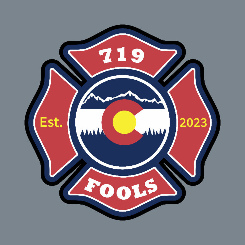 719 FOOLS leather patch firefighter hat – custom design with helmet skull and axes on Richardson hat