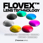 Pomona Guardian Flovex lens technology graphic showing lens colors and listed features