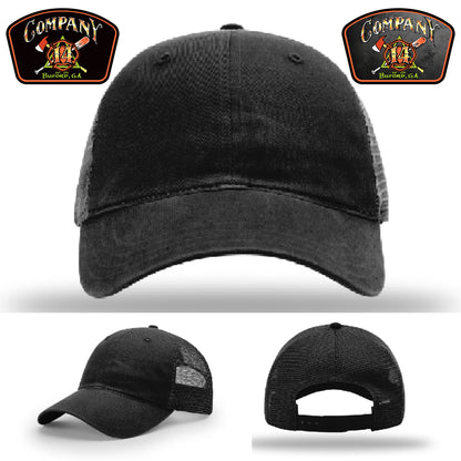 Company 14 firefighter leather patch hat honoring Buford’s fire service – made to represent your department