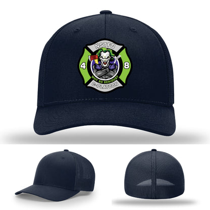 first responder leather patch hat crafted for North Strabane Fire Department pride