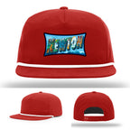 Richardson hat with leather patch featuring Newton NC mural artwork from downtown.