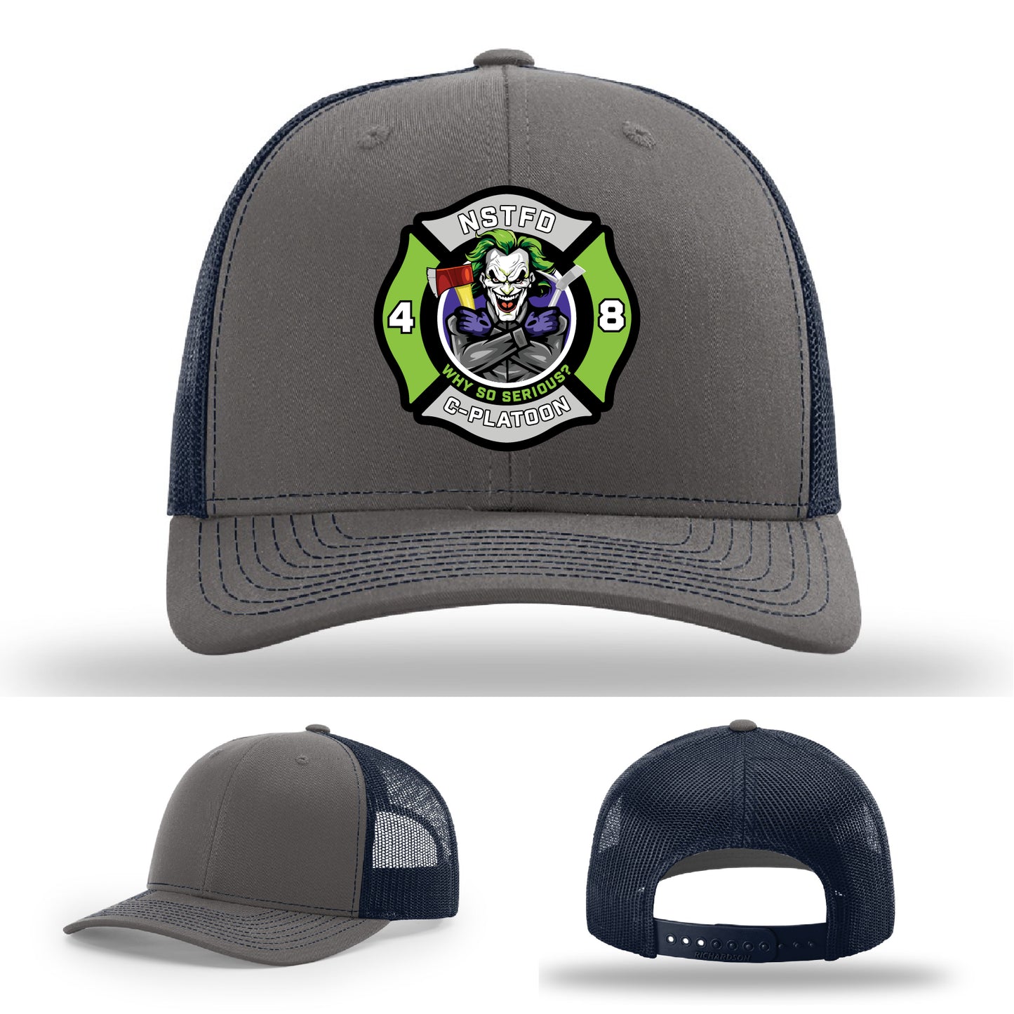 custom fire crew hat design featuring North Strabane Fire Department logo