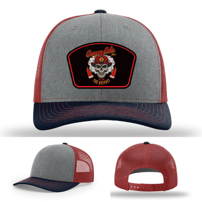 firefighter hat with classic Canyon Lake Fire/EMS patch front