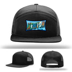 Richardson hat with leather patch featuring Newton NC mural artwork from downtown.