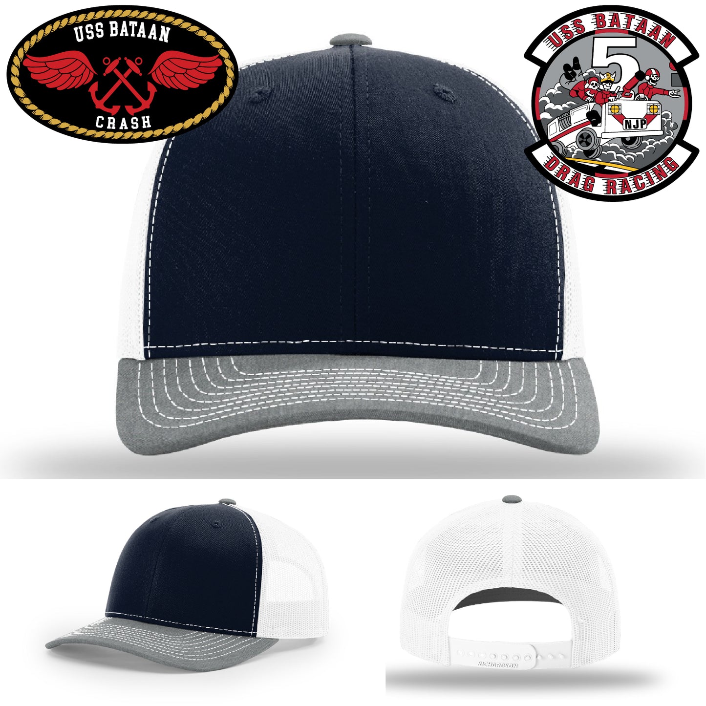 USS Bataan support hat with custom leather branding