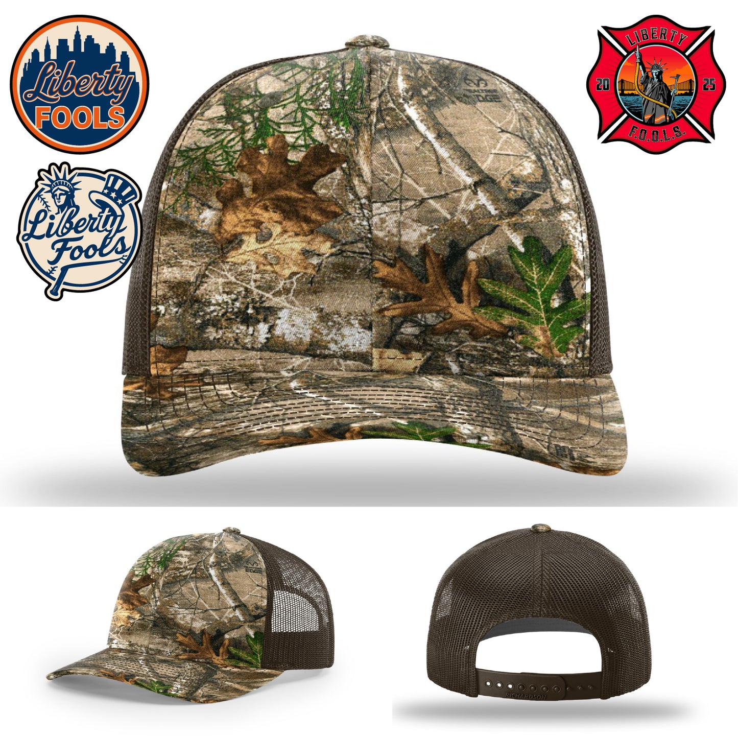 Liberty City FOOLS firefighter hat logo variants – three FOOLS icons shown for hat selection.