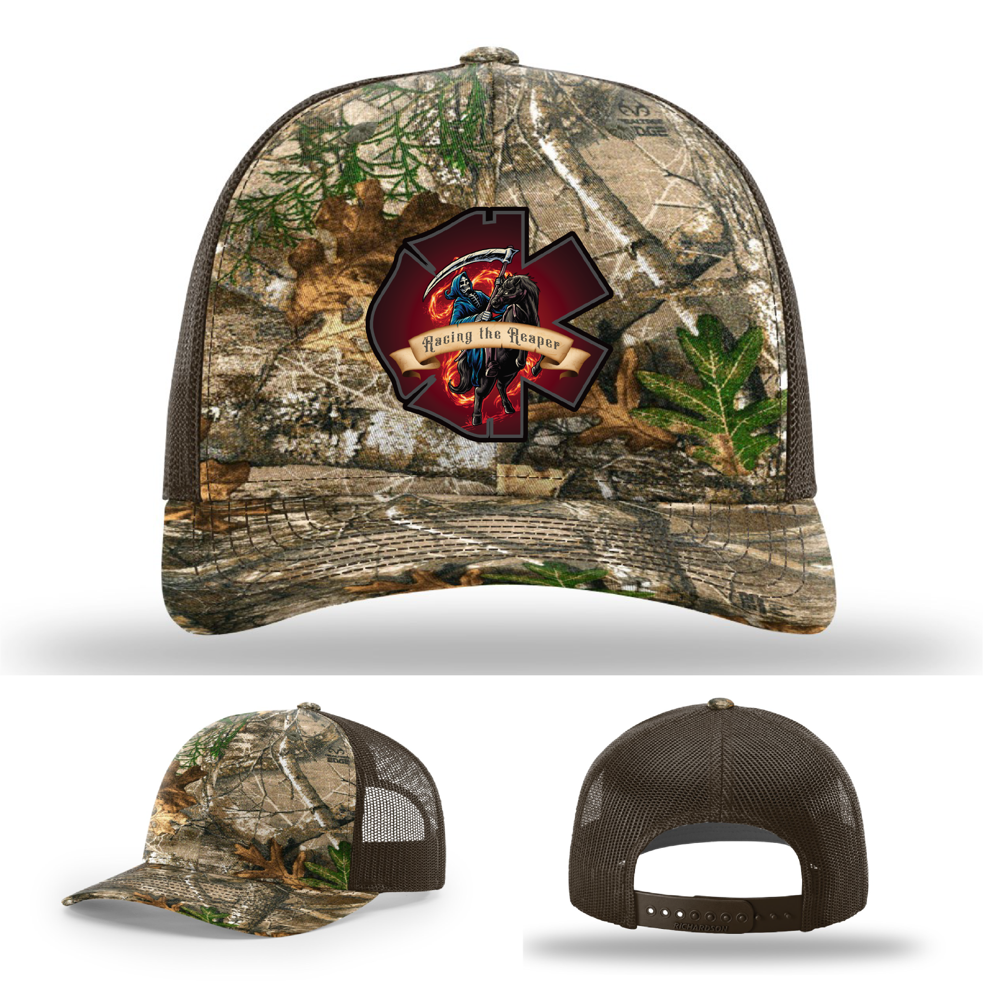 Richardson leather hats with Racing the Reaper firefighter patch variations
