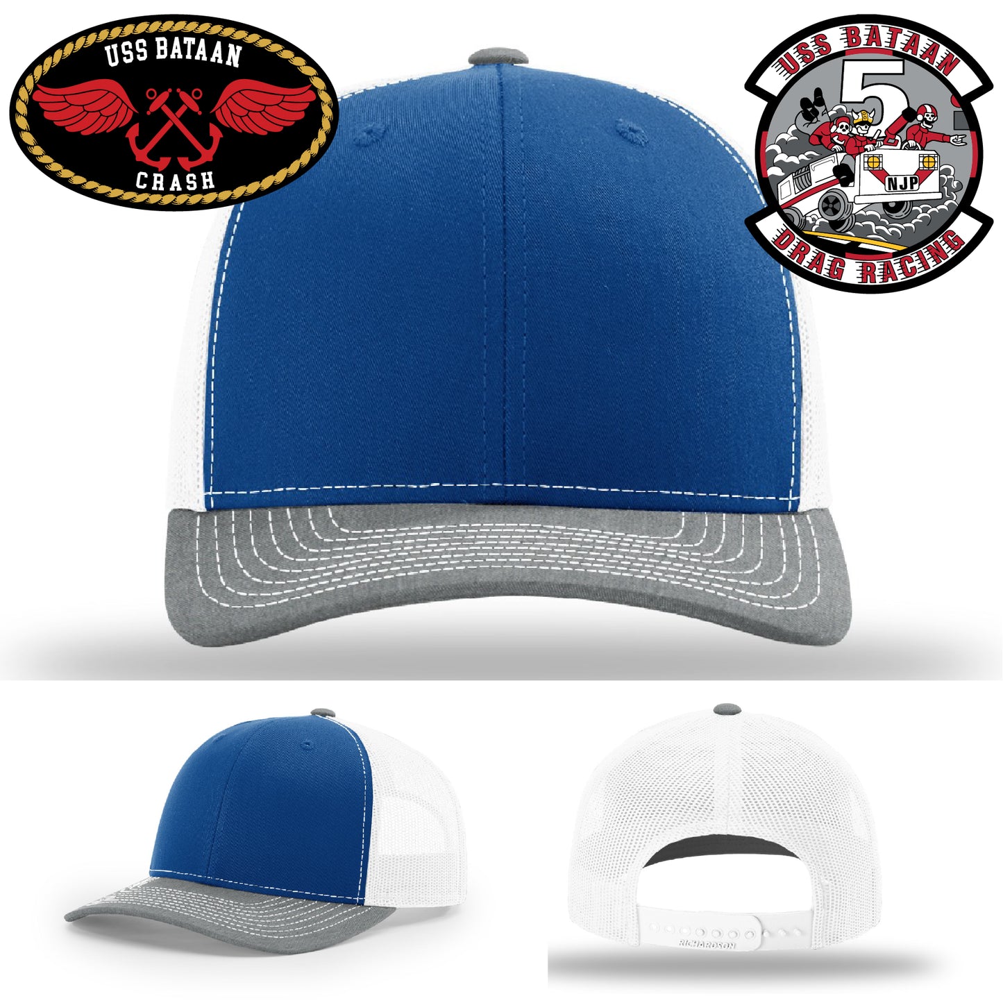Precision leather patch hat with USS Bataan design