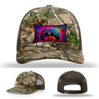 Custom Richardson gaming hat with neon galaxy controller patch – bold gamer merch.