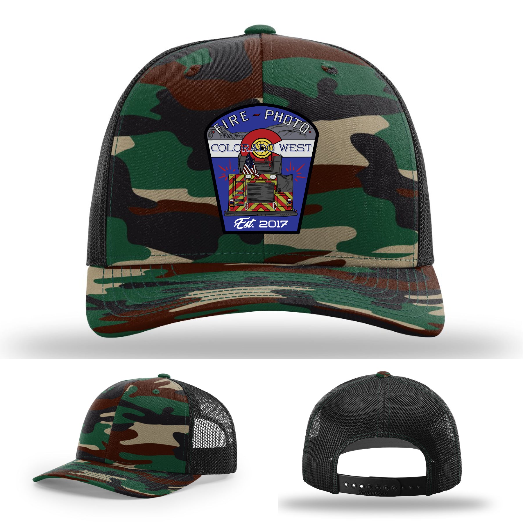 Fire department hat showcasing graphic honoring fire photographers – fire service leather patch hat