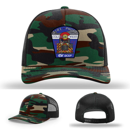 Fire department hat showcasing graphic honoring fire photographers – fire service leather patch hat