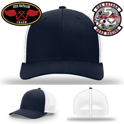 Custom military patch hat honoring USS Bataan