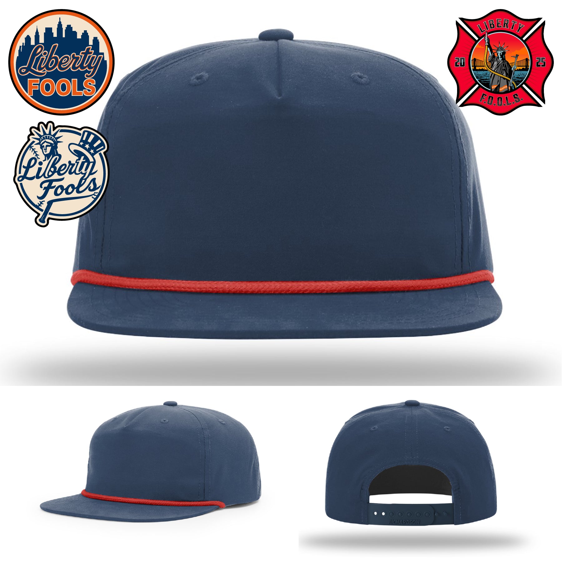Liberty City FOOLS firefighter hat logo variants – bold design previews for FOOLS hats.