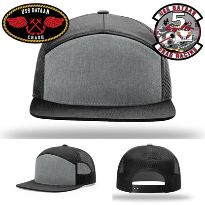 Hat for Navy personnel with USS Bataan patch