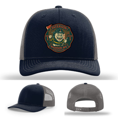 Paterson Fire Dept Engine 1 hat – leather patch logo on firefighter-style Richardson headwear