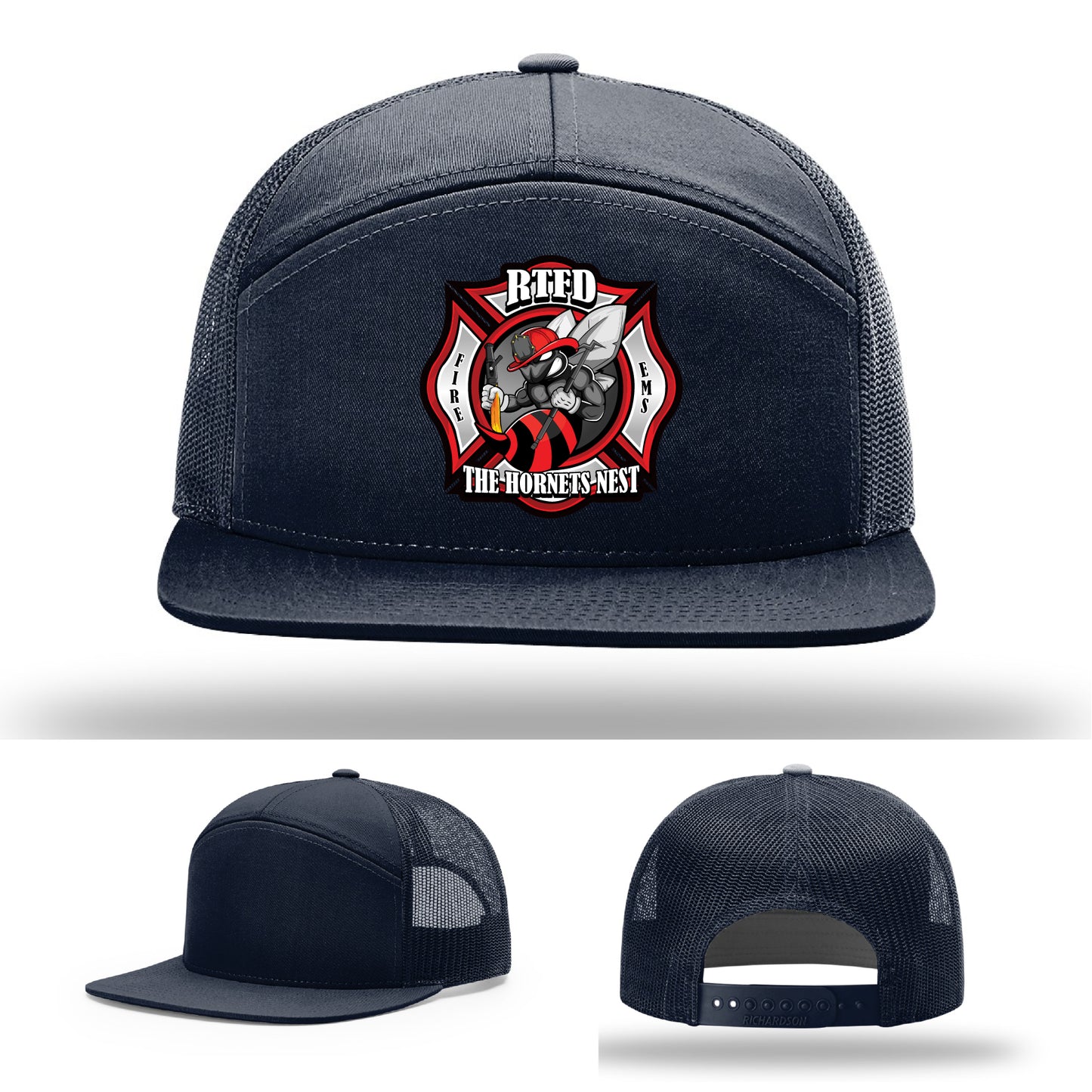 Station-specific firefighter hat designed for RTFD Hornets Nest