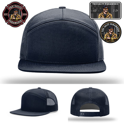 Dark leather patch hat for The Salty Paramedic