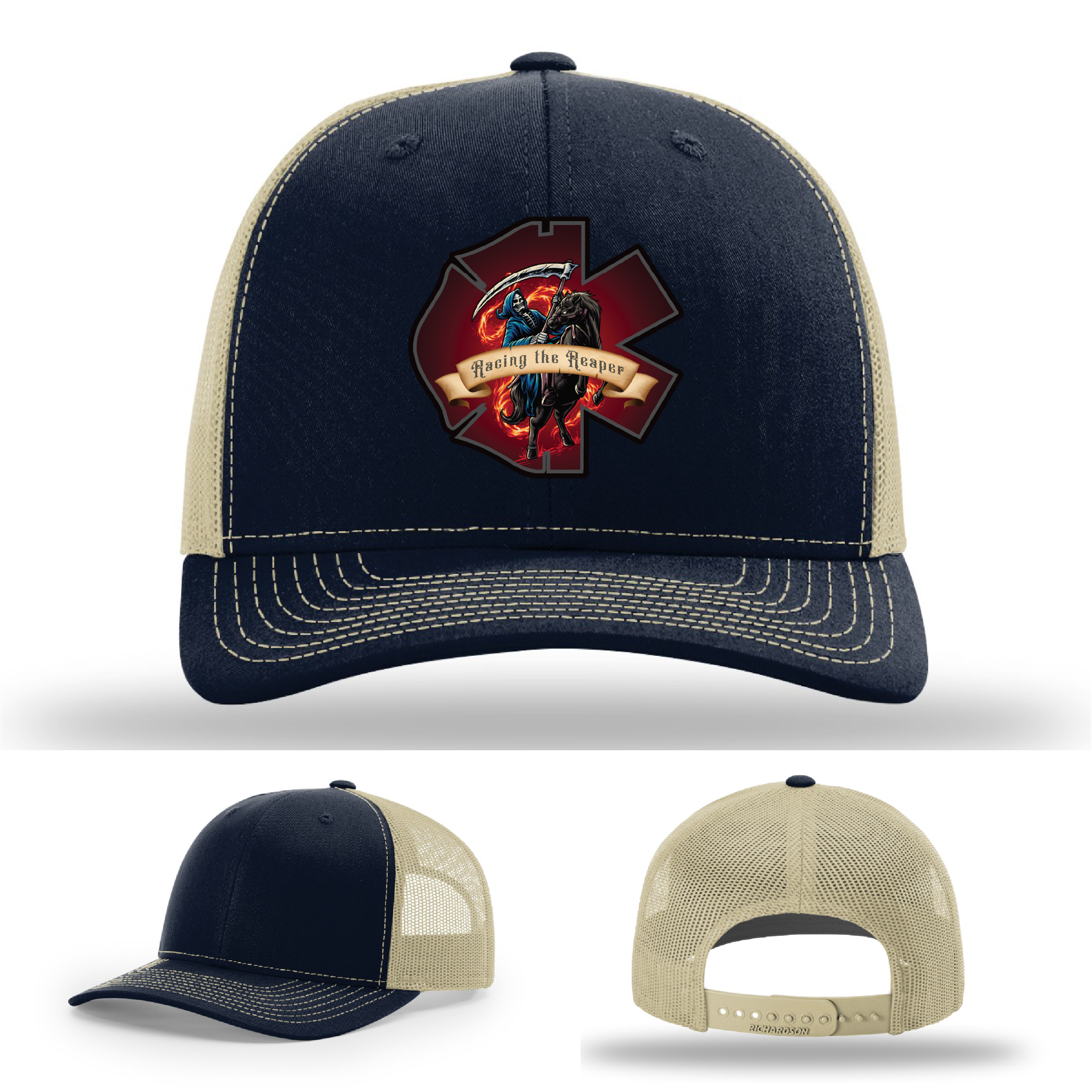 Firefighter hat patch designs – Grim Reaper Racing the Reaper leather variants