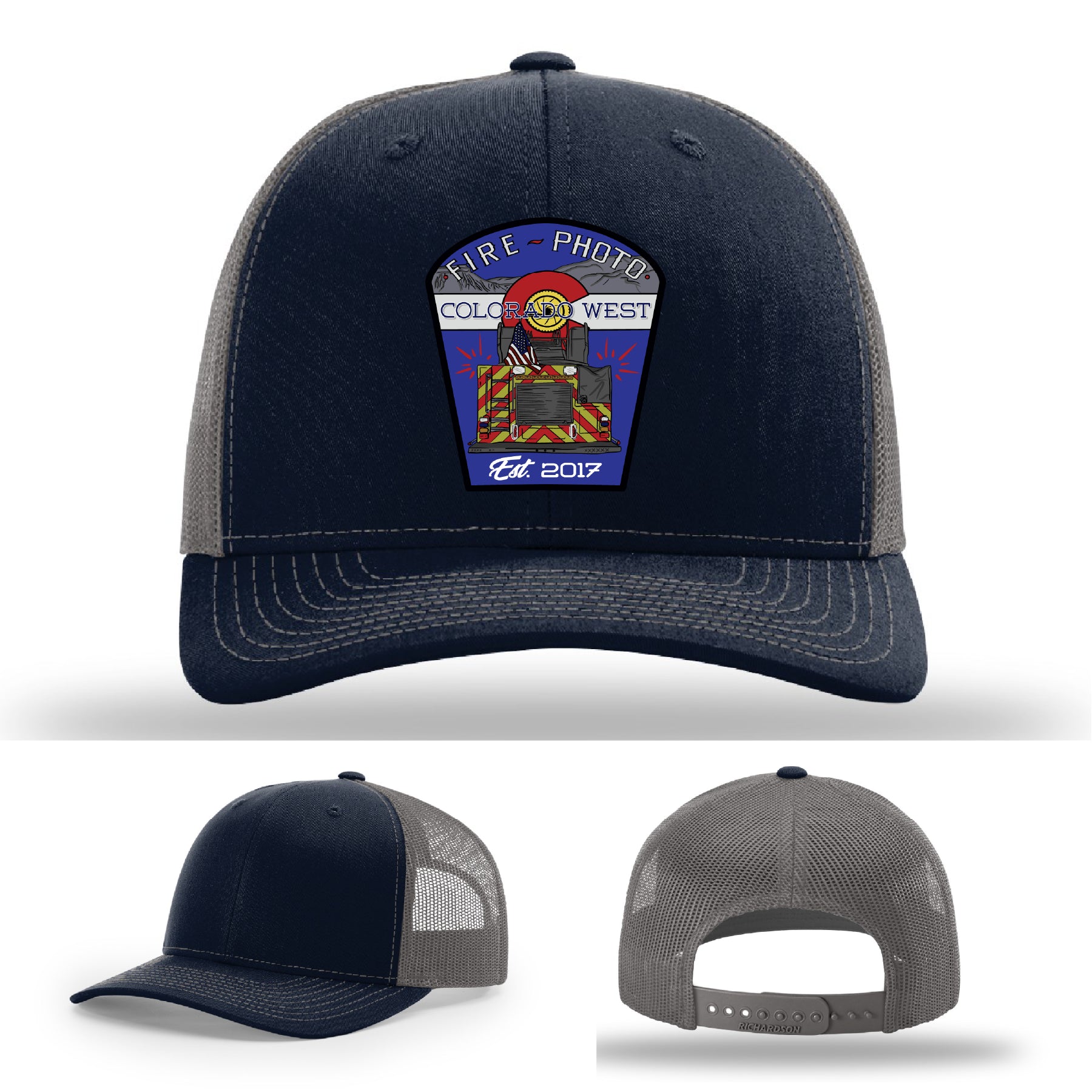 Bold firefighter hat design with full color fireground tribute patch – leather patch firefighter hat