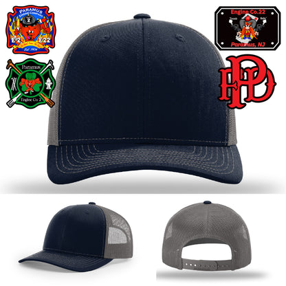 Firehouse pride hat with large department patch display