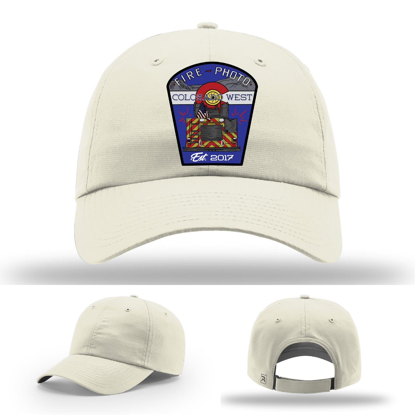 Unique firefighter design with full color fireground tribute patch – USA firefighter hat with leather detail