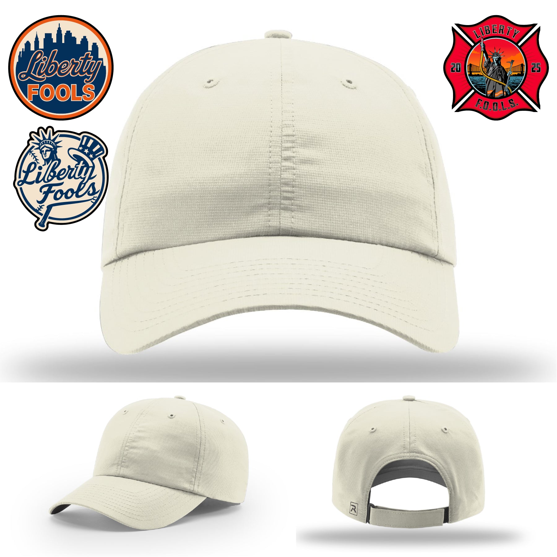 Liberty City FOOLS firefighter hat logo variants – visual breakdown of FOOLS identity patches.