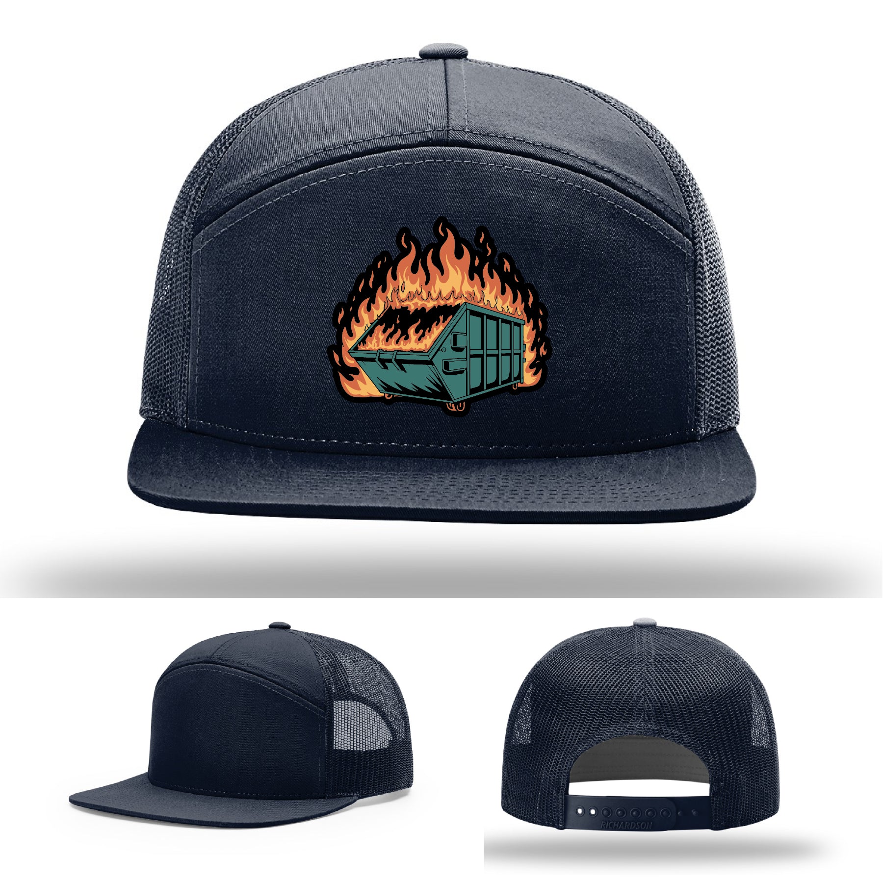 Everyday chaos hat with dumpster fire leather patch for fans of controlled chaos – the hat that gets your life