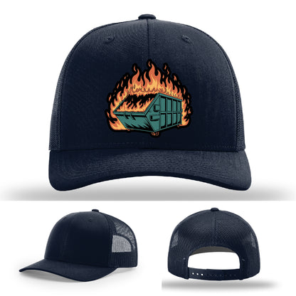 Dumpster fire patch hat – bold and sarcastic style made for life’s messiest moments – because everything’s fine… sort of