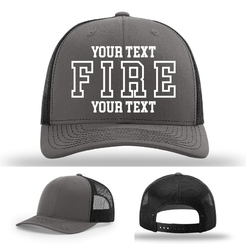 classic fire department lettering layout embroidered hat example 35