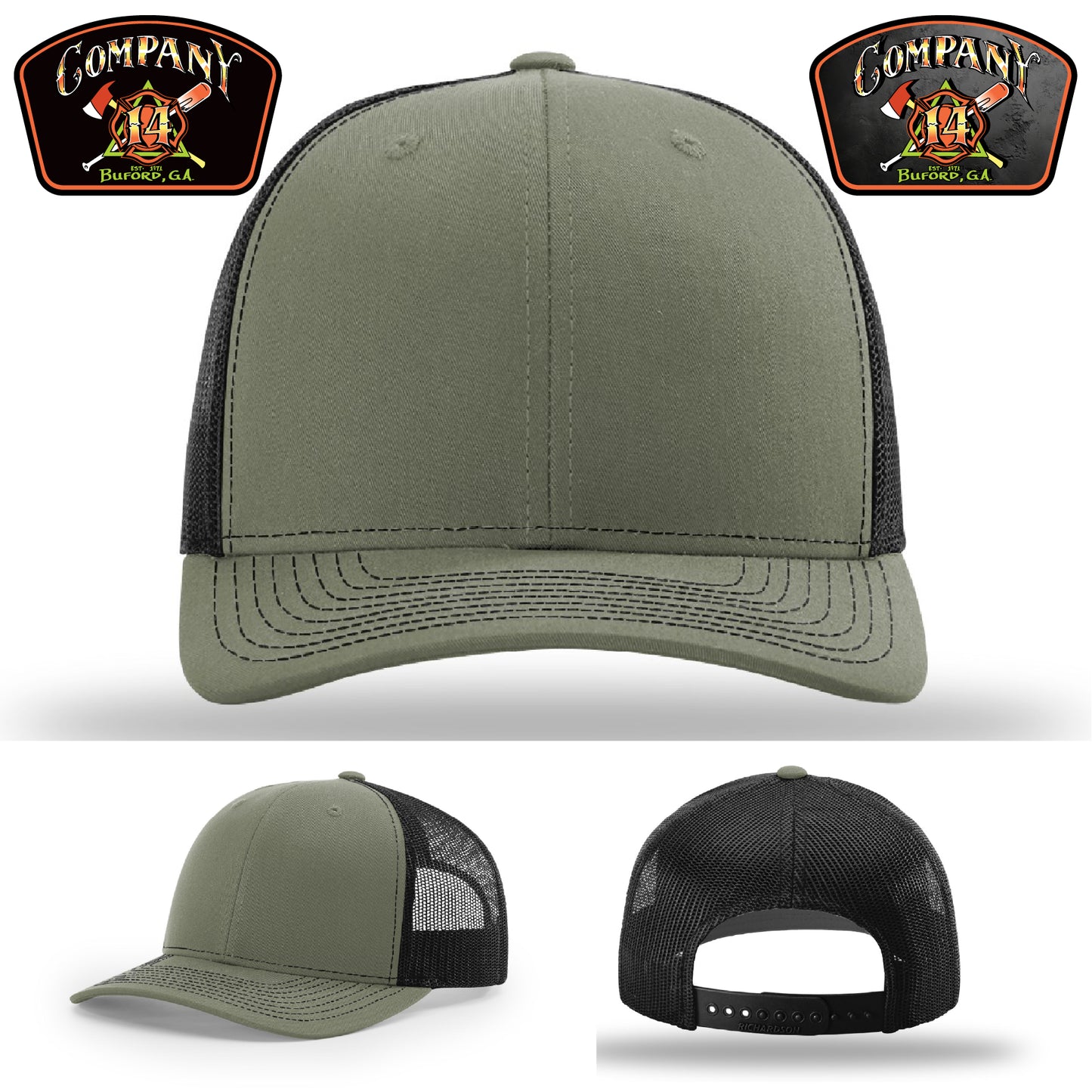 Personalized firefighter hat for Company 14 made for Company 14 identity – showing off firehouse loyalty