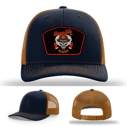 Canyon Lake firefighter gear includes this leather patch hat