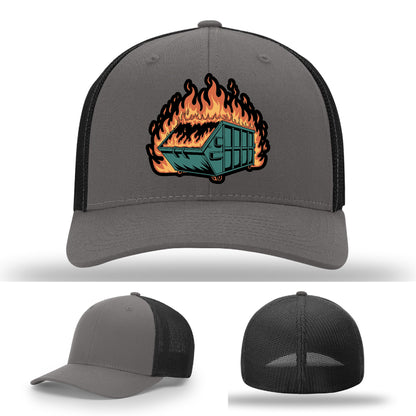 Everyday chaos hat with dumpster fire leather patch for fans of controlled chaos – the hat that gets your life