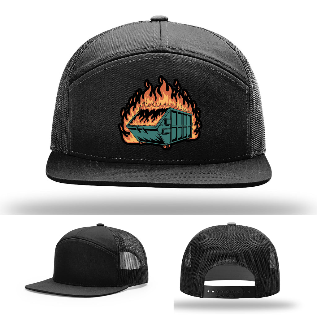 Dumpster Fire leather patch hat variant