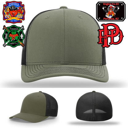 Department gear hat featuring unique fire mascot patch