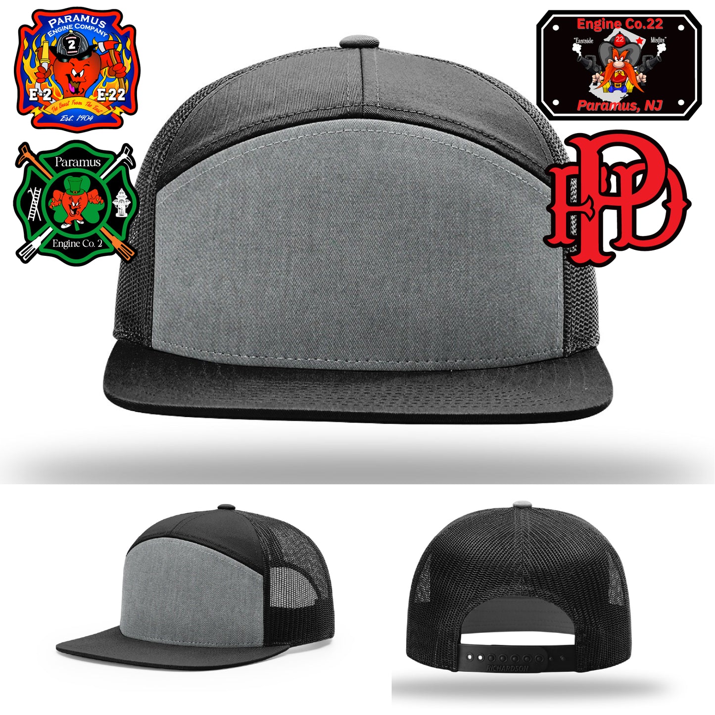 Engine-specific firefighter patch hat for department use