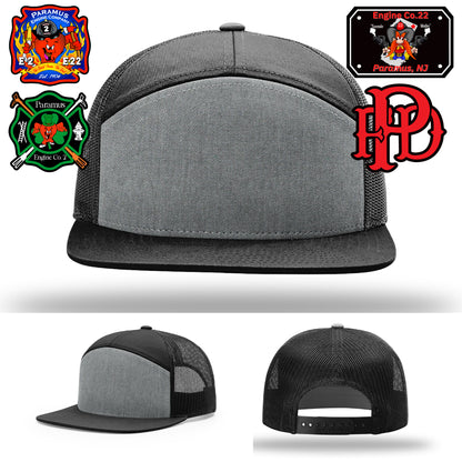 Engine-specific firefighter patch hat for department use