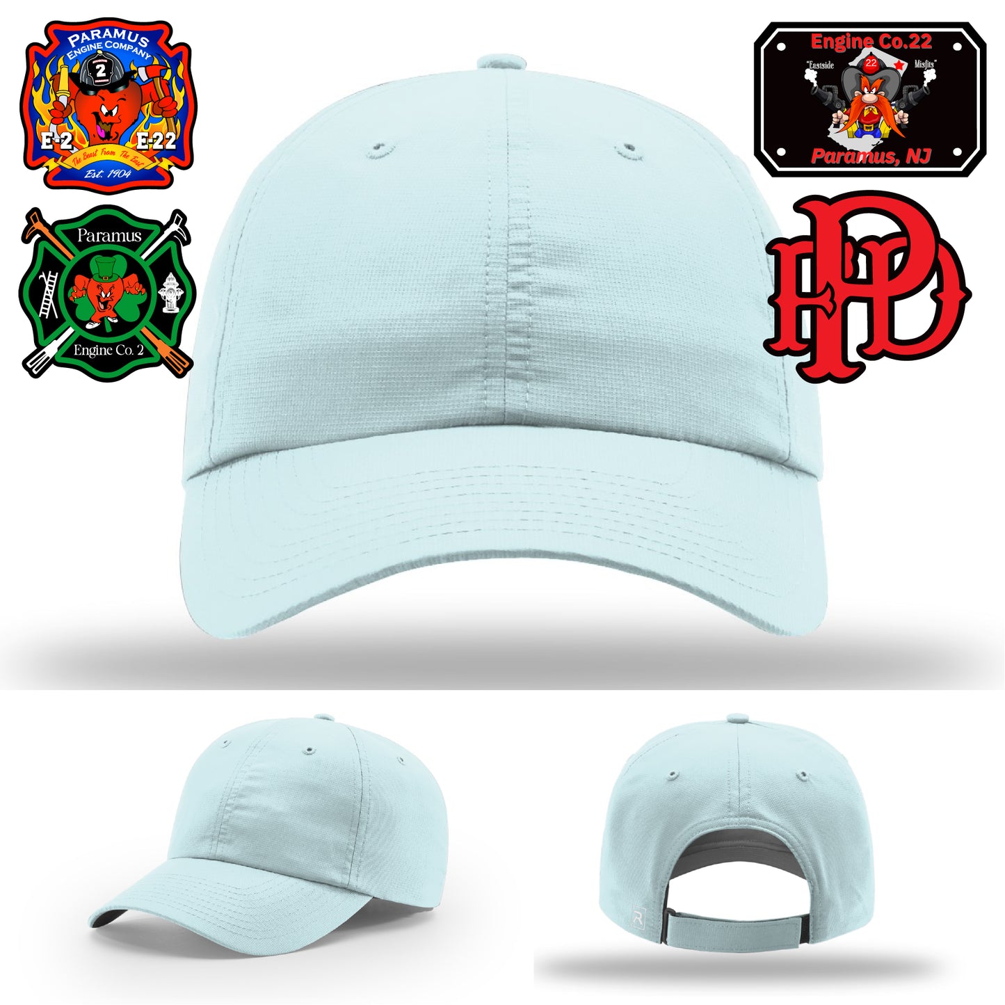 Crew identity firefighter hat with custom patch artwork