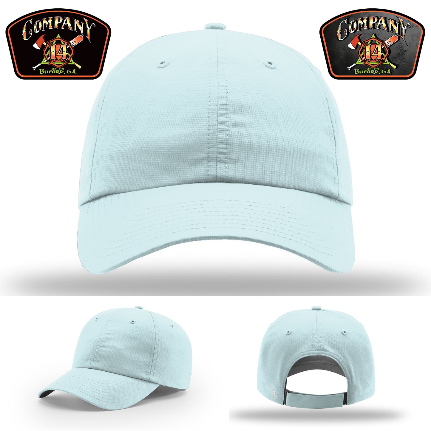 Company 14 firefighter leather patch hat honoring Buford’s fire service – made to represent your department