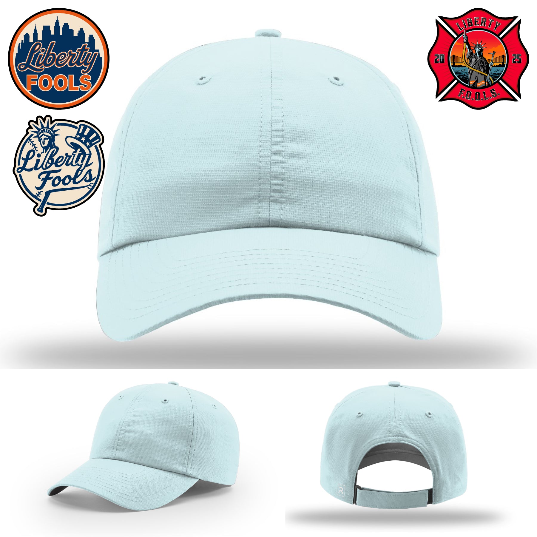 Liberty City FOOLS firefighter hat logo variants – stylistic options for Liberty FOOLS logos.