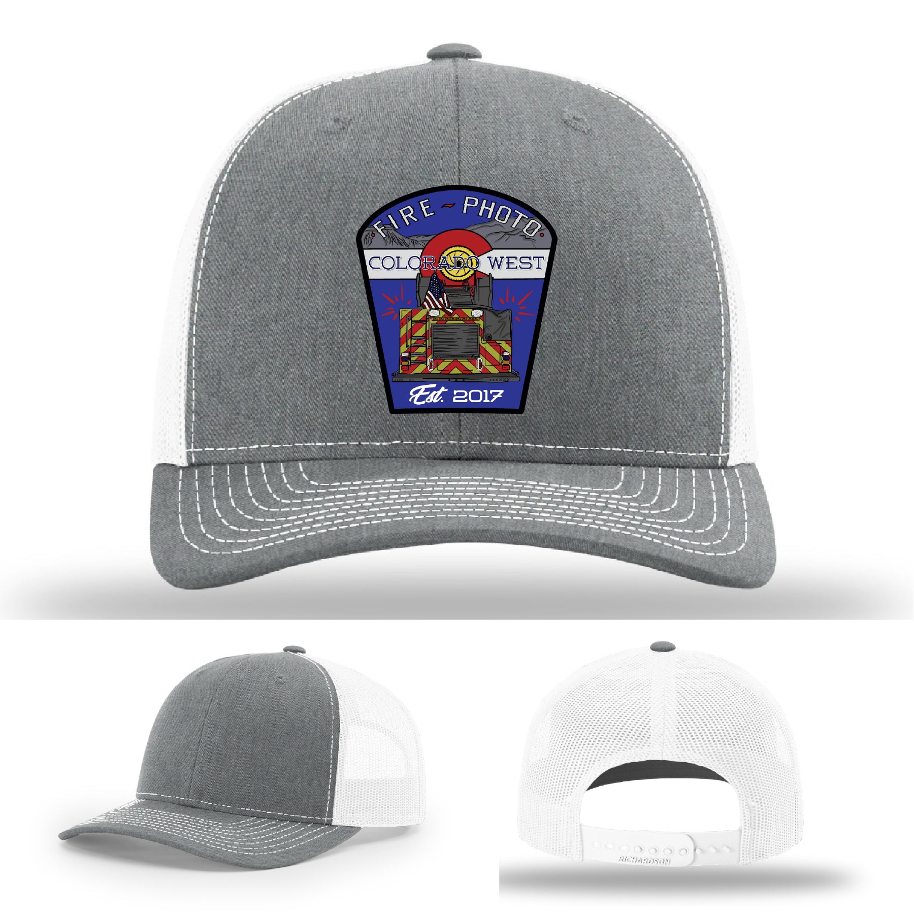 Custom firefighter hat featuring full color fireground tribute patch – USA firefighter hat with leather detail