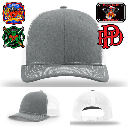 Colorful station patch hat tailored for firefighter crews