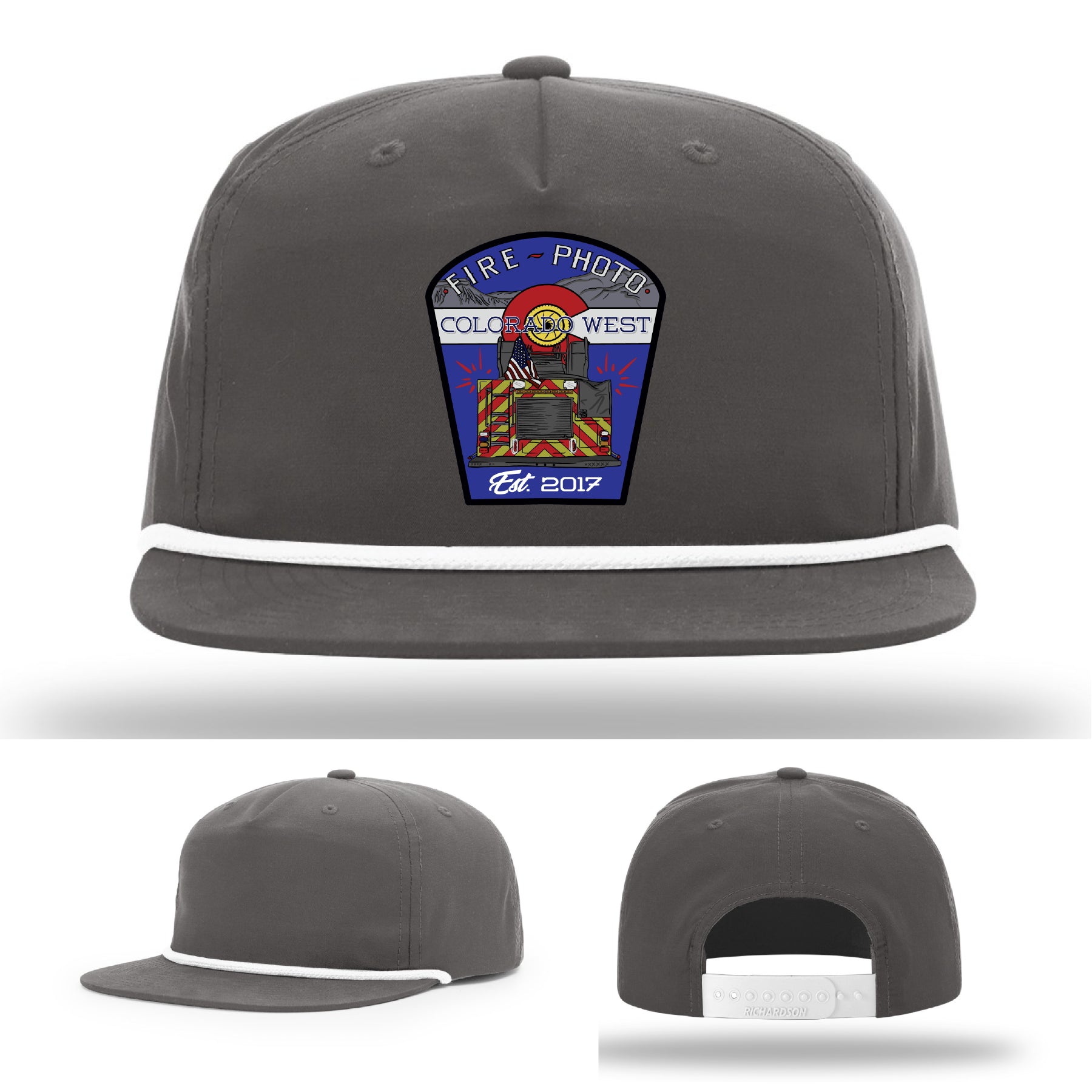 Department pride displayed in this design celebrating firefighter photographers – firefighter logo hat with patch