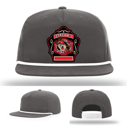 Western Taney Station 1 crew hat with full custom leather patch