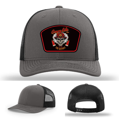 station-ready firefighter hat designed for Canyon Lake Fire/EMS