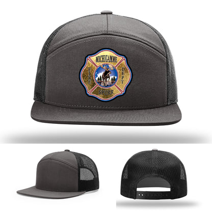 Custom firefighter leather patch hat made for department recognition – built tough and worn with pride