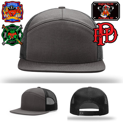 Patch-focused firefighter hat for engine company unity