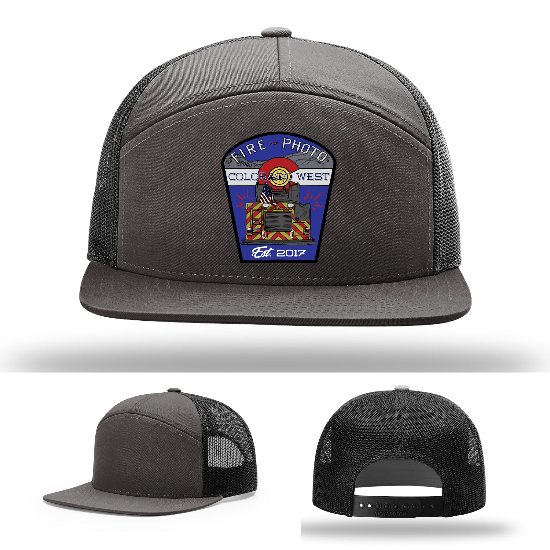 Detailed patch design on Colorado firefighting legacy design – USA firefighter hat with leather detail
