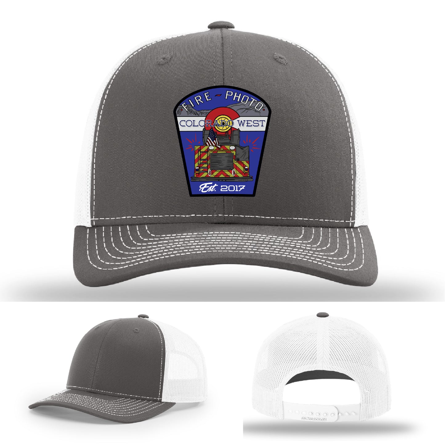 Department pride displayed in this American firefighter pride in patch artwork – fire department leather patch hat